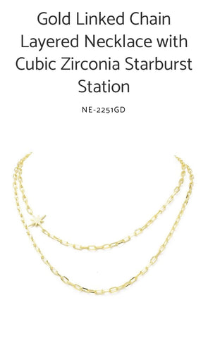 Gold Link Starburst Necklace